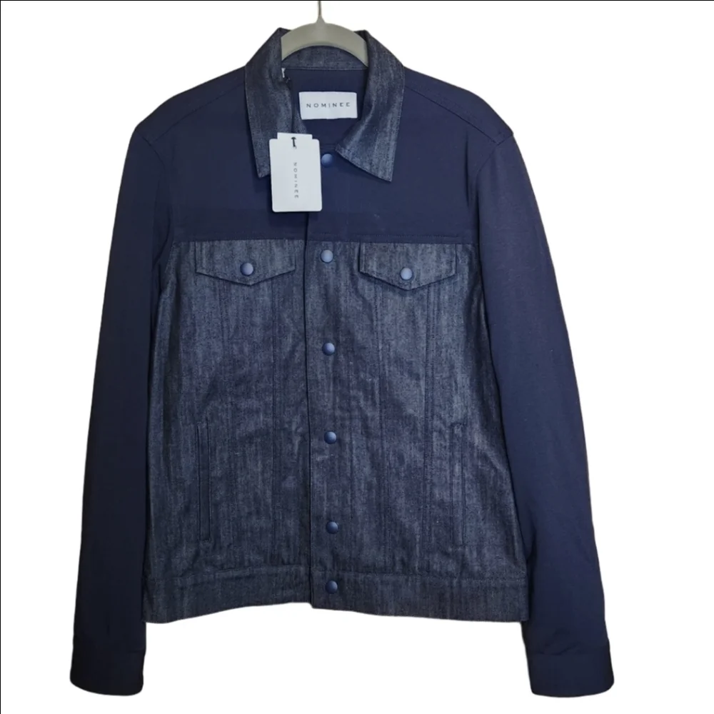 MEN'S NOMINEE MIXED-MEDIA DENIM TRUCKER JACKET SIZE SMALL NWT - Picture 2 of 12